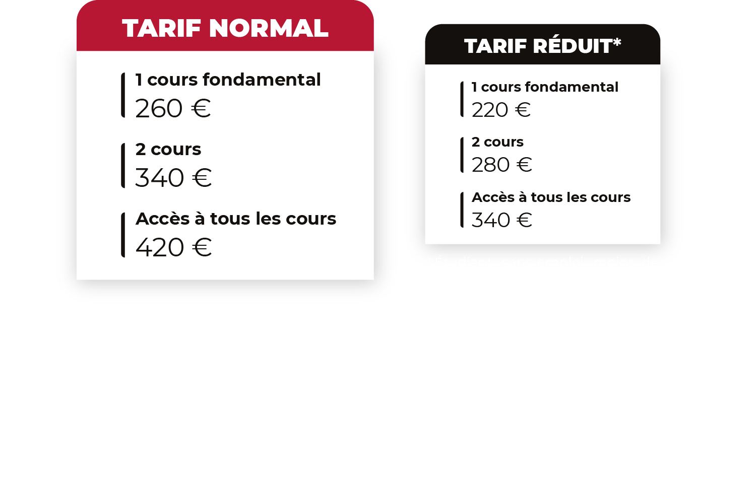 tarifs